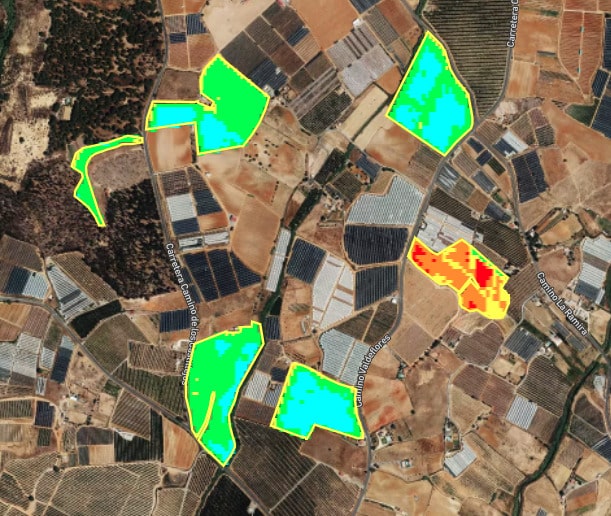 Con las imágenes satelitales puedes ver diferentes datos sobre tus parcelas. 