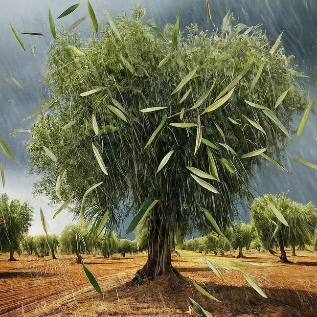 hojas de olivo cayendo