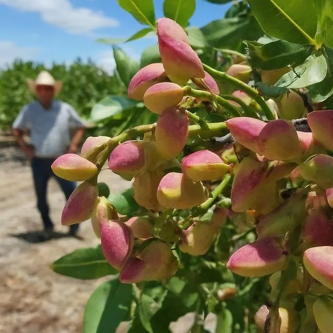 persona cultivando pistachos