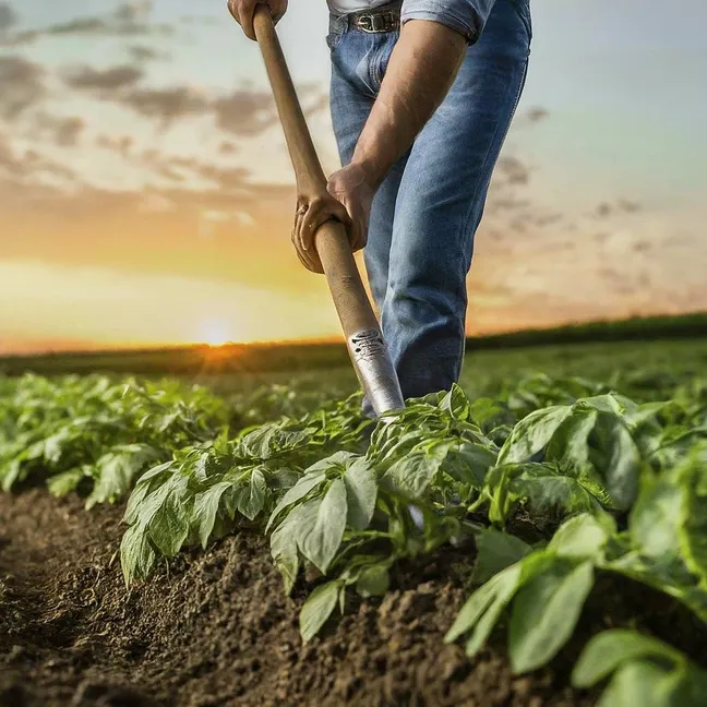 persona plantando patatas